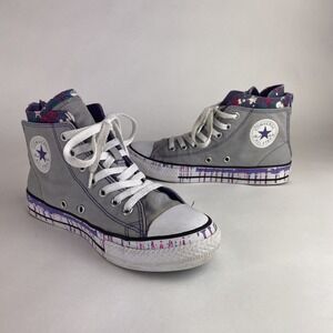 Converse Chuck Taylor All‎ Star Juniors 6Y Grey, Purple Paint Splatter Size 3 US